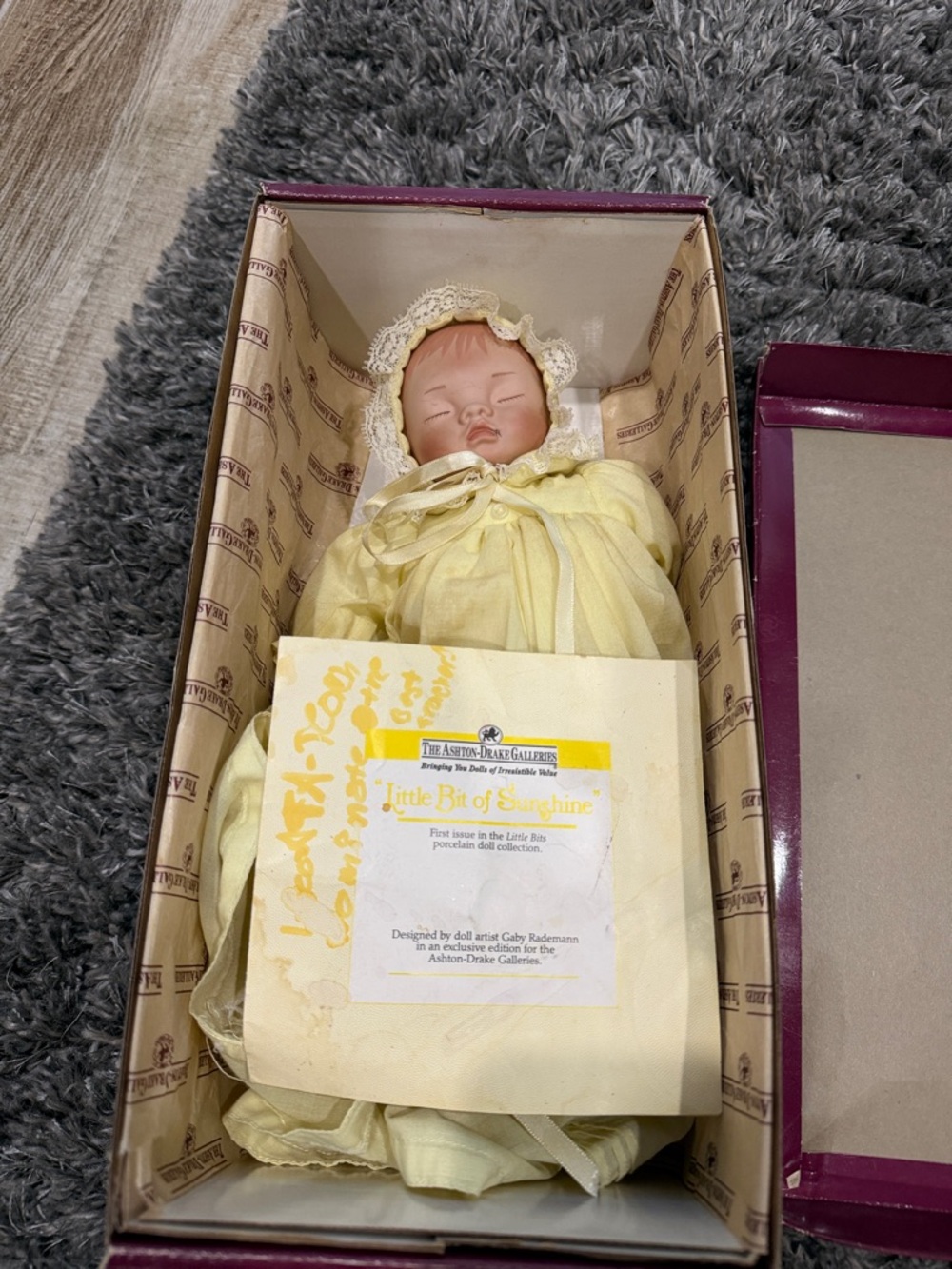 Vintage Little Bit of Sunshine Porcelain Baby Doll in Box